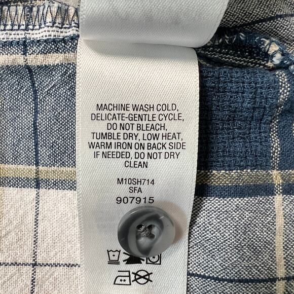 CABELAS‎ Blue White Tan Plaid Short Sleeve Button Down Mens XL Outdoors - Picture 6 of 6